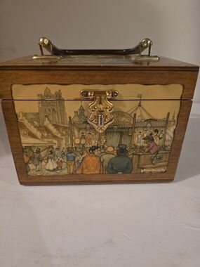 Vintage Anton Pieck Wooden Decoupage Purse Carnival